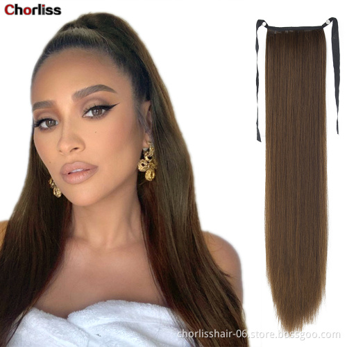 Best Selling Wholesale Chorliss Natural Color For Women Long Straight Top Quality Virgin Japanese Synthetic Fiber Ponytails